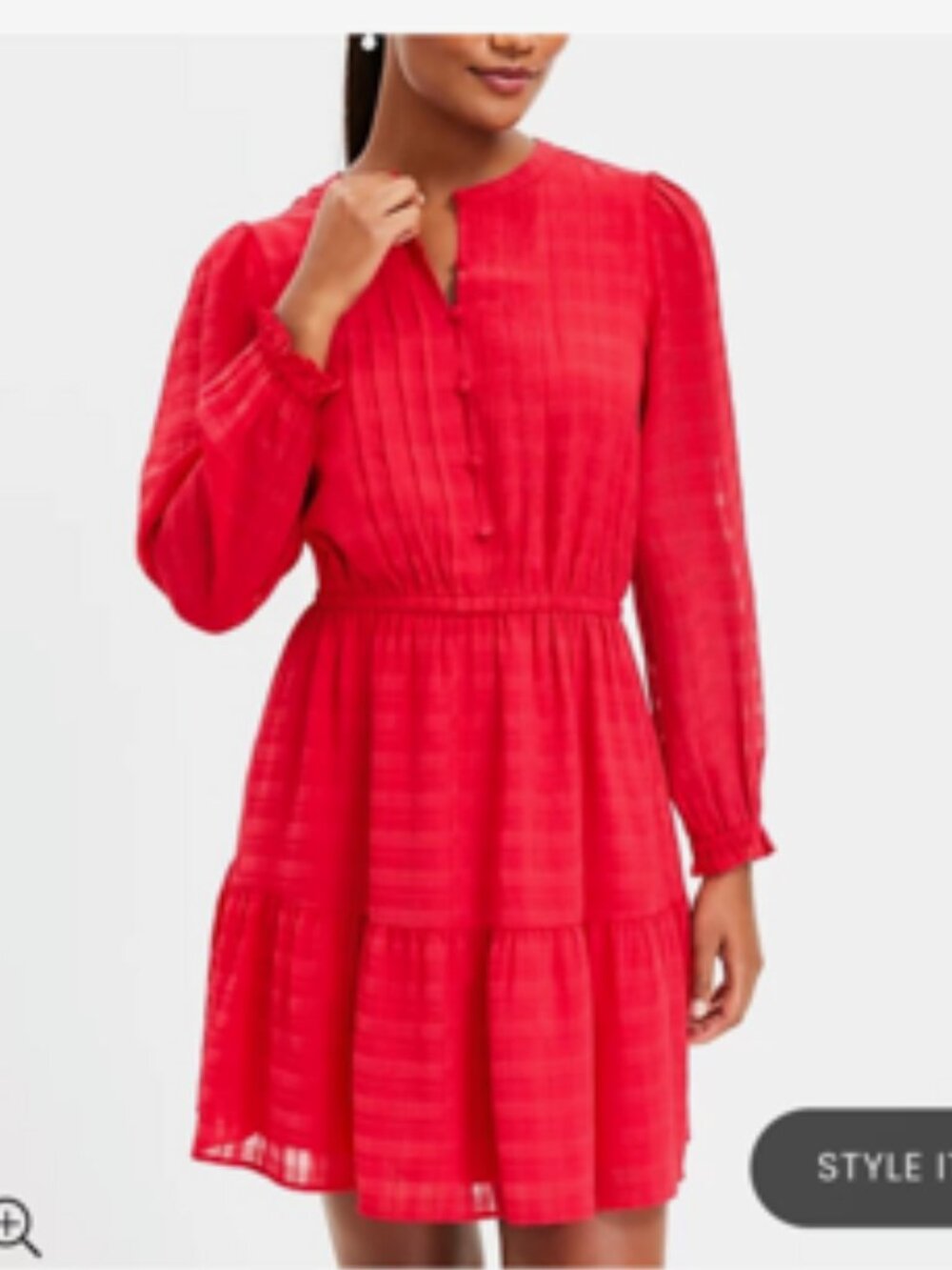 LOFT PINTUCKED RED DRESS XL